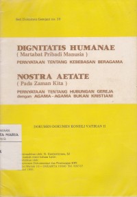 Image of Dignitatis Humanae (Martabat Pribadi Manusia) Pernyataan tentang Kebebasan Beragama Nostra Aetate (Pada Zman Kita)
