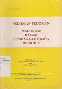 Image of Pedoman-pedoman Pembinaan dalam Lembaga-lembaga Religius